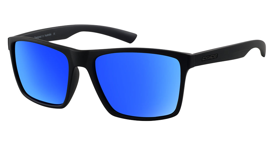 Dirty Dog Volcano Polarised Sunglasses - Satin Black/Blue