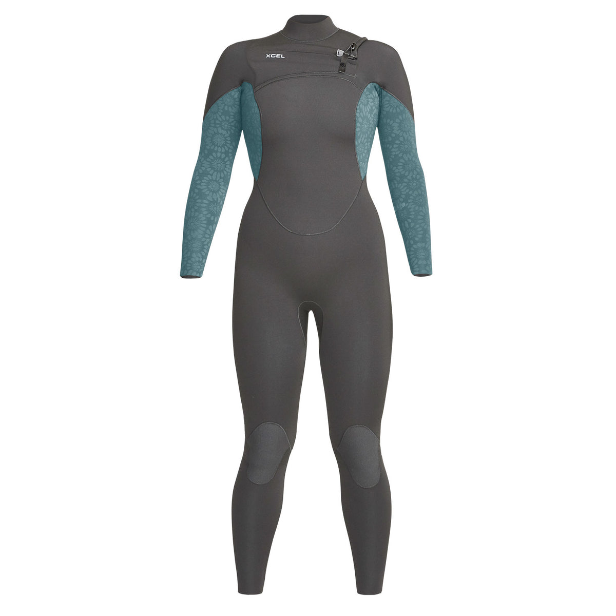 Xcel Comp 3/2mm Womens Chest Zip Wetsuit - Tinfoil /Flowerprint