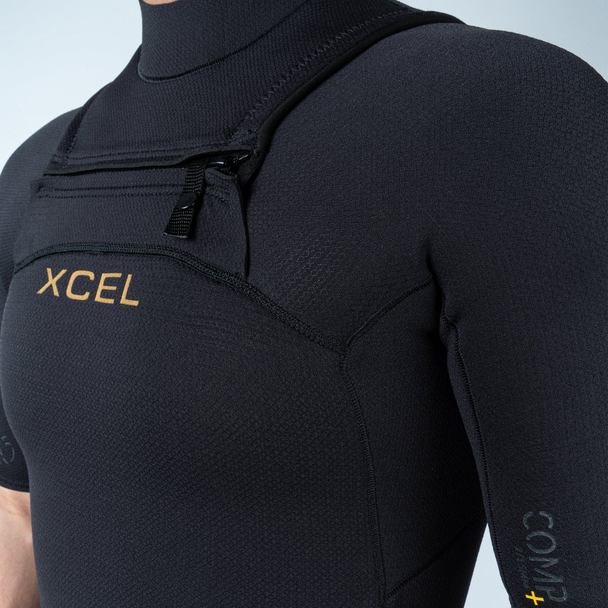 Xcel Comp+ 2/1.5mm Mens Chest Zip Long Sleeve Springsuit - Black
