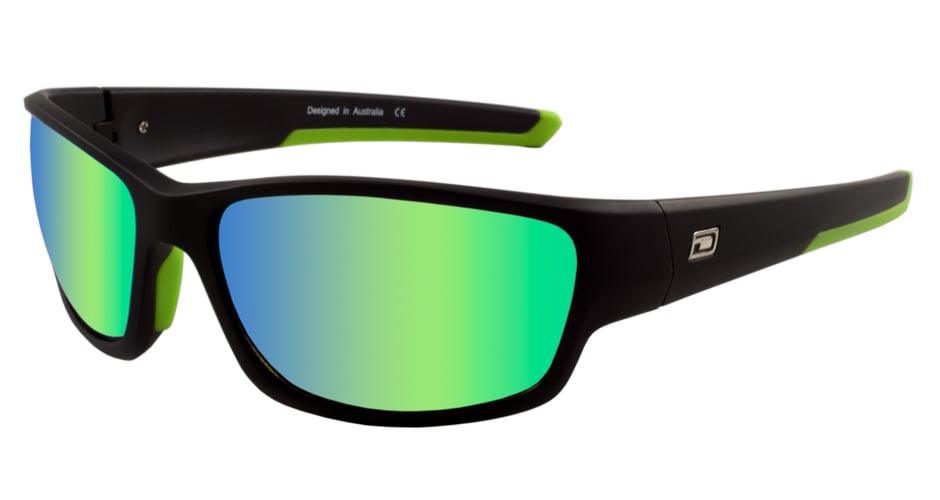 Dirty Dog Sport Chain Polarised Sunglasses - Satin Black/Green Fusion