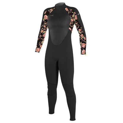 O'Neill Epic 3/2mm Girls Back Zip Summer Wetsuit - Black/Flo