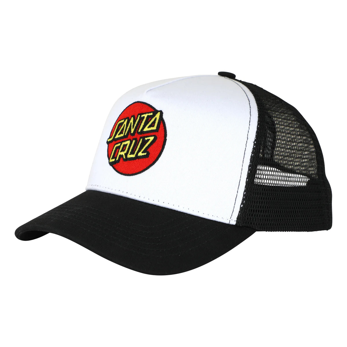 Santa Cruz Classic Dot Mesh Cap in White/Black