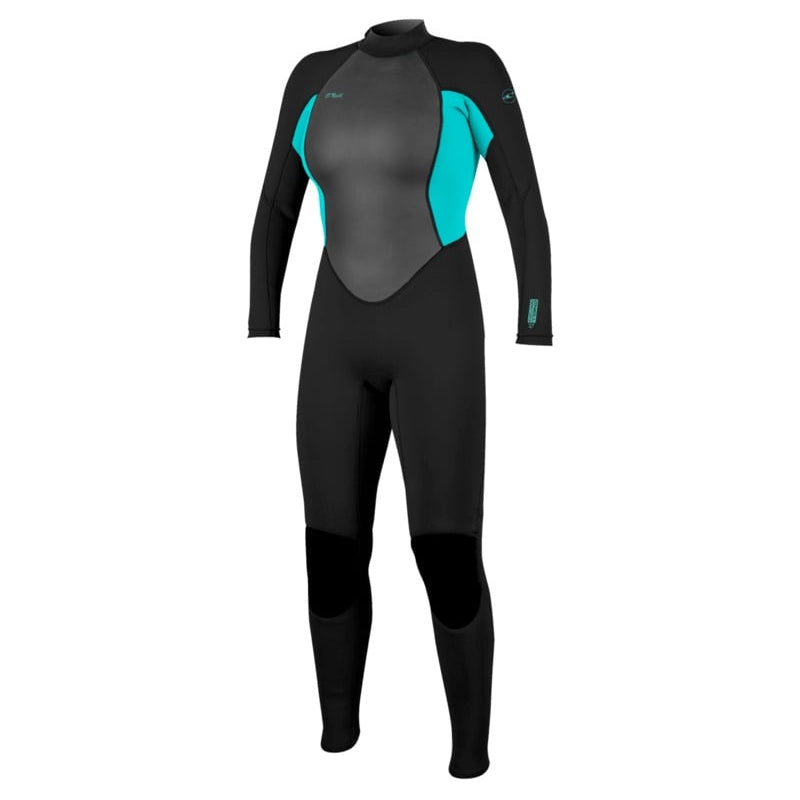 O'Neill Womens Reactor-2 3/2mm Back Zip Summer Wetsuit in Black / Light Aqua