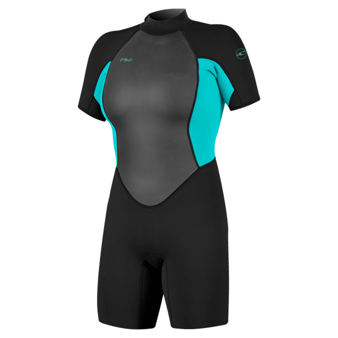 O'Neill Reactor-2 2mm Women's Back Zip Shorty SAMPLE Wetsuit 2026 - Back/Light Aqua
