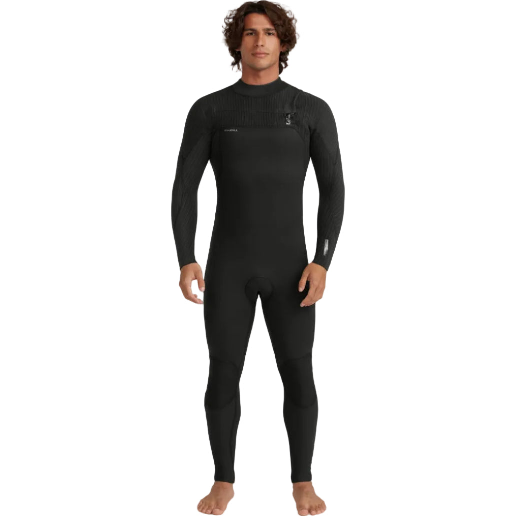 O'Neill Hyperfreak 4/3+mm Mens Chest Zip Wetsuit in Black