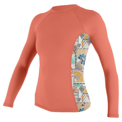 O'Neill Women's Side Print L/S Rash Guard - Nectar/Zephora