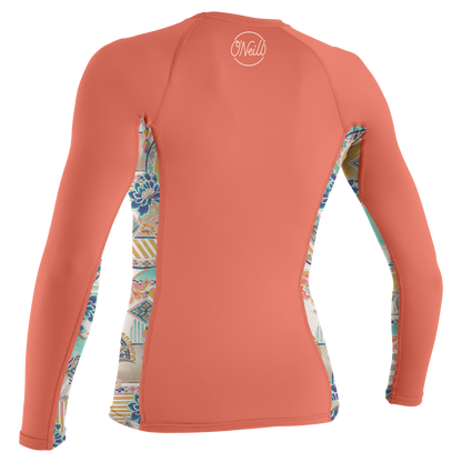 O'Neill Women's Side Print L/S Rash Guard - Nectar/Zephora