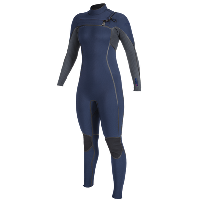 O'Neill Hyperfreak Fire 5/4+mm Chest Zip Wetsuit - Navy/Shade - Front