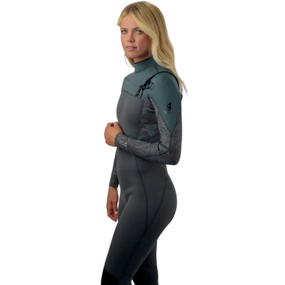 O'Neill Womens Epic 4/3mm Chest Zip Wetsuit 2026 - Tempered Steel / Shaded Island Sky / Shade