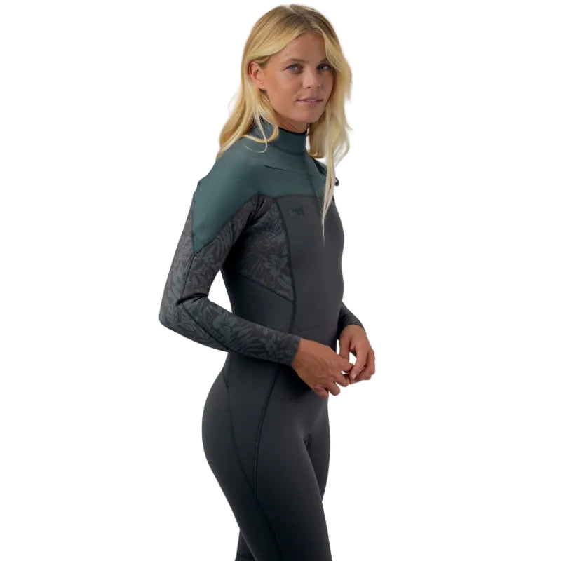 O'Neill Womens Epic 4/3mm Chest Zip Wetsuit 2026 - Tempered Steel / Shaded Island Sky / Shade