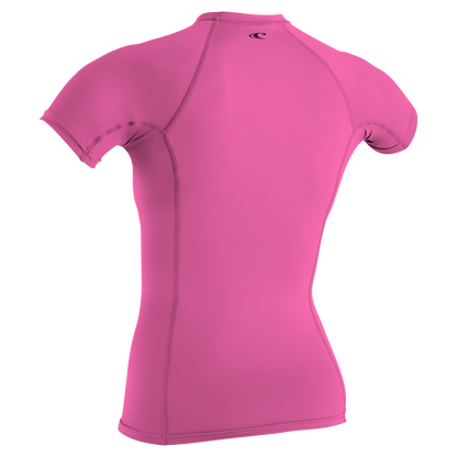 O'Neill Basic Skins Women's Short Sleeve SAMPLE Rash Guard - Fox Pink