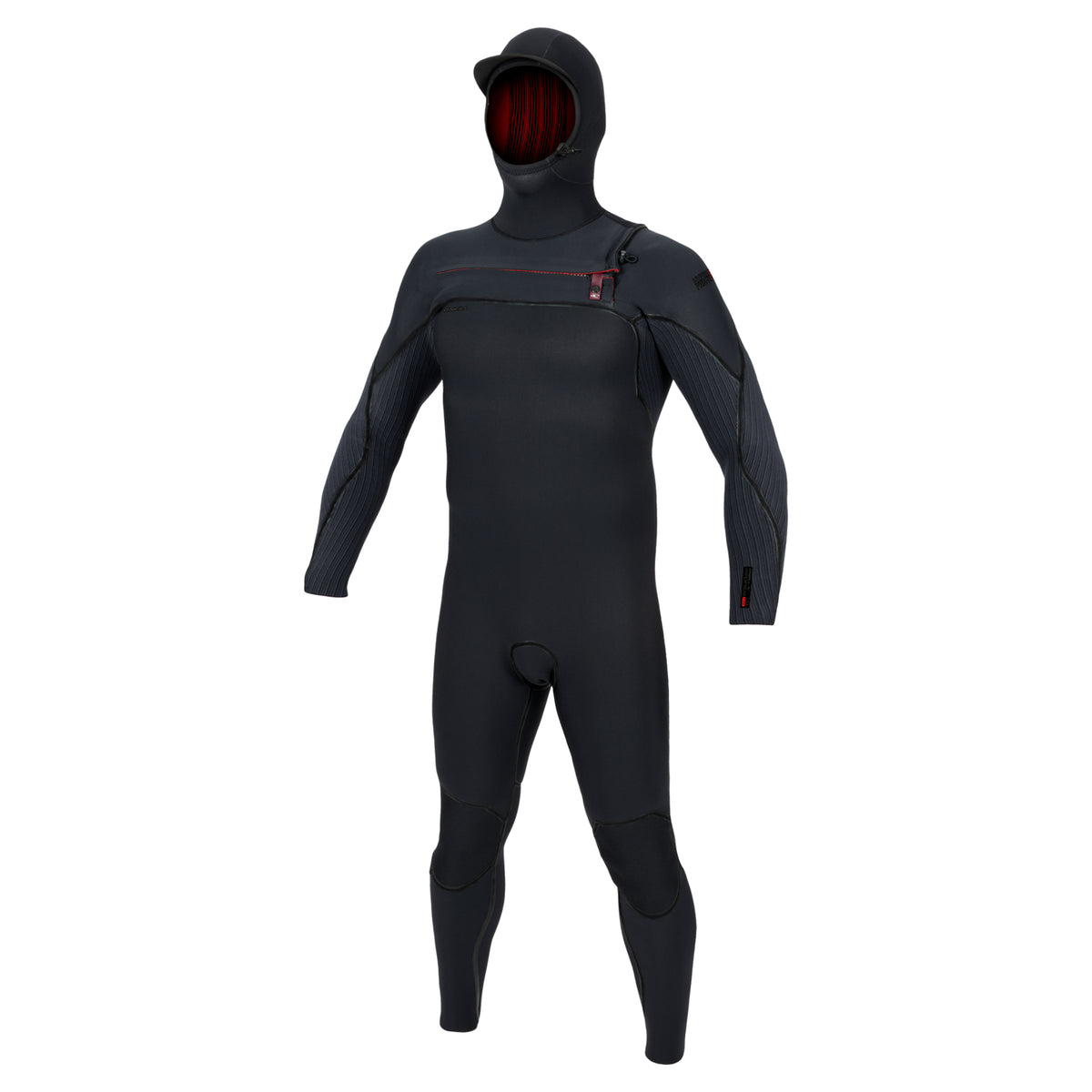 O'Neill Hyperfreak Fire 5/4+mm Chest Zip Hooded Winter Wetsuit 2026 - Black