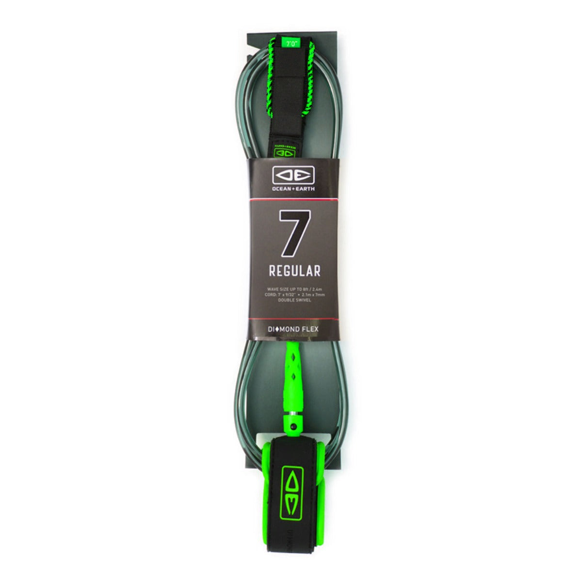 Ocean & Earth 7ft Regular Moulded Leash - Lime
