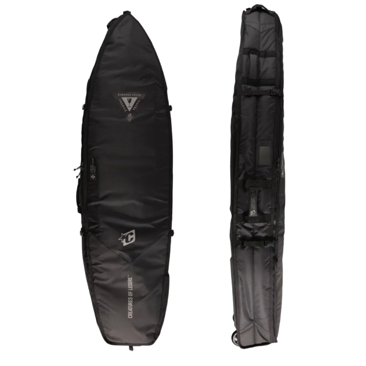 Creatures Of Leisure Shortboard Triple Wheely DT2.0 Board Bag - Black Silver