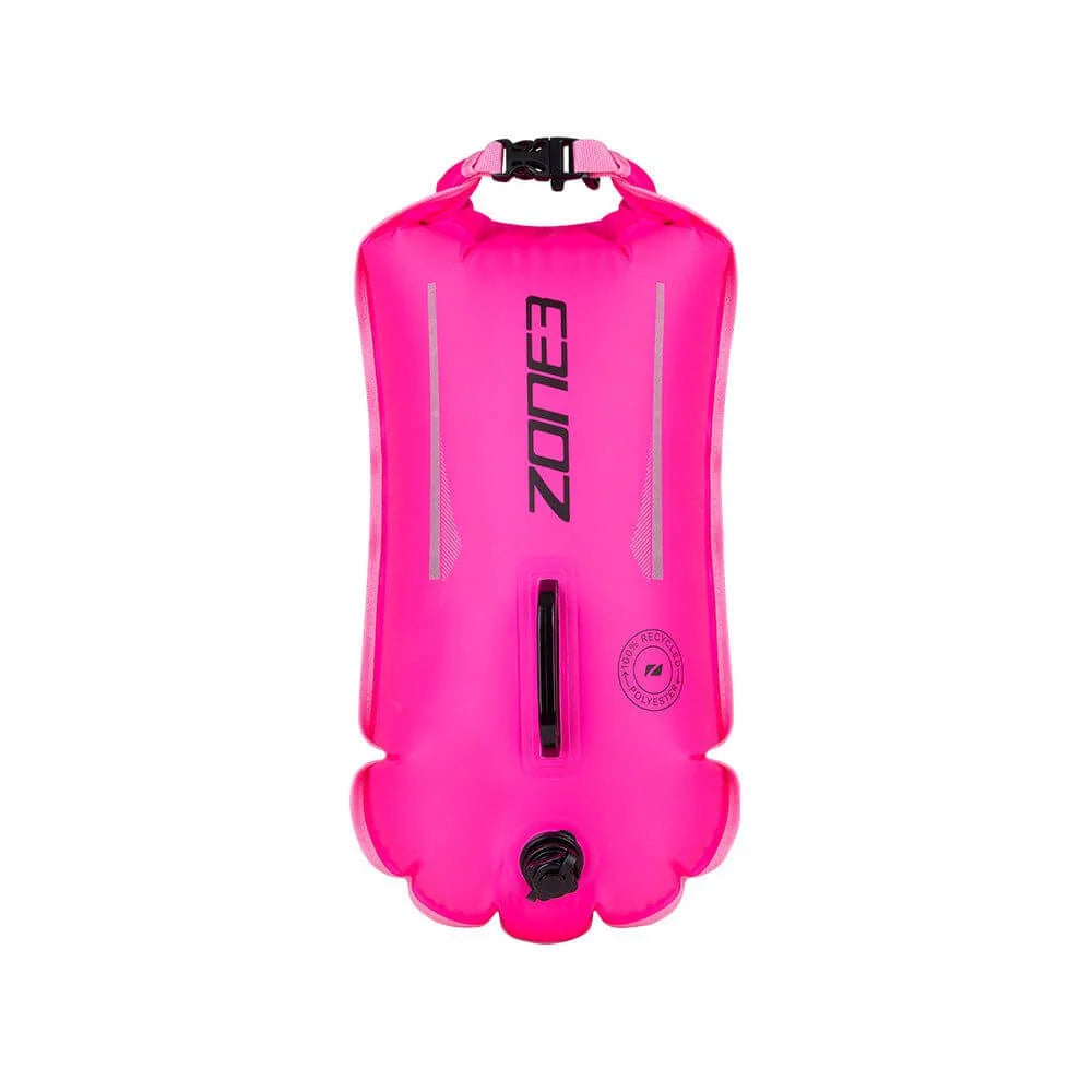 ZONE3 Recycled 28L Swim Safety Buoy/Dry Bag - Hi-Vis Pink