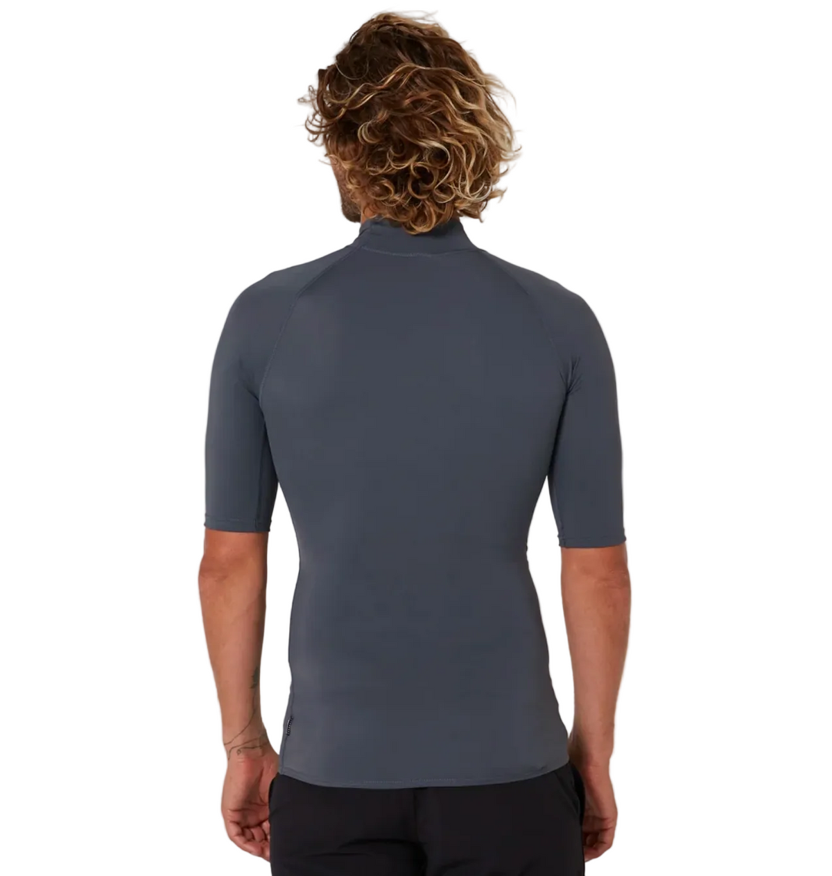 Ocean & Earth Script Men's Short Sleeve Rash Shirt - Charcoal