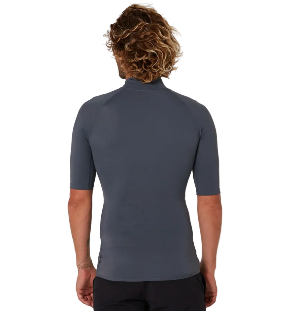 Ocean & Earth Script Men's Short Sleeve Rash Shirt - Charcoal