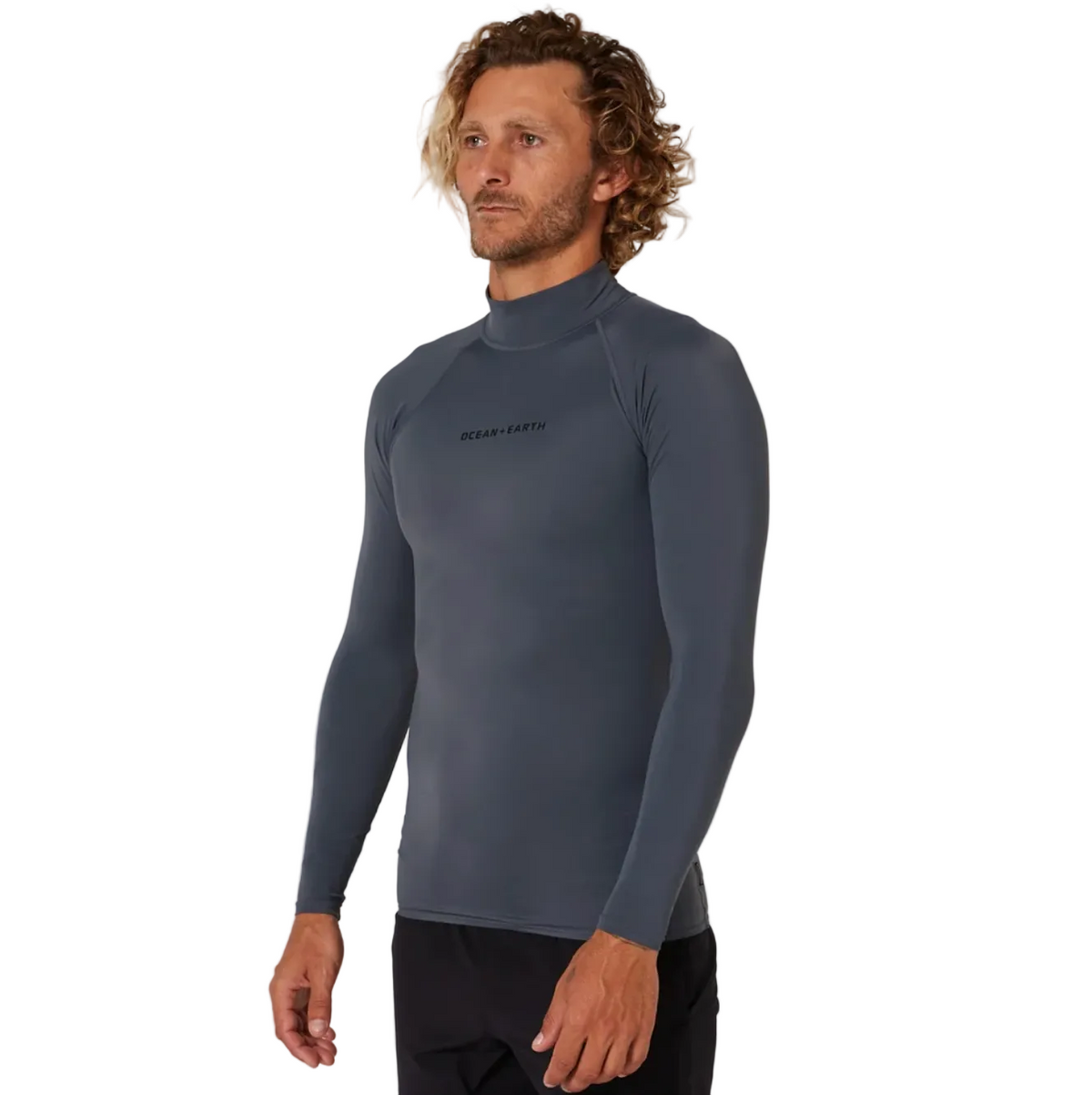Ocean & Earth  Script Men's Long Sleeve Rash Shirt - Charcoal