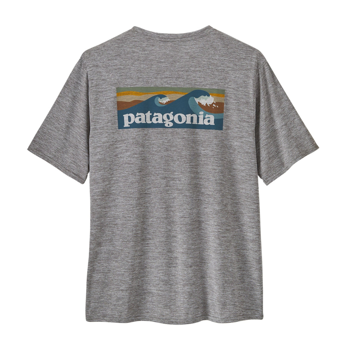 Patagonia Men's Capilene Cool Daily Waters Graphic Shirt - Boardshort Logo Abalone Blue: Feather Grey