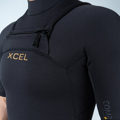 Xcel Comp+ 2/1.5mm Mens Chest Zip Long Sleeve Springsuit - Black