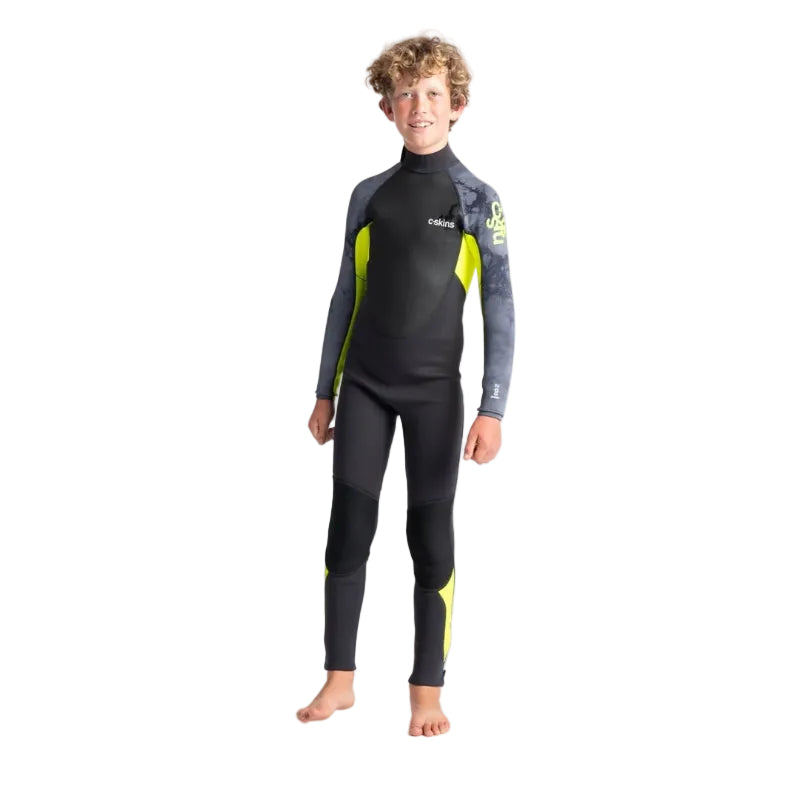 C-Skins Elements 3/2mm Junior Back Zip Wetsuit 2026 - Anthracite/ Yellow