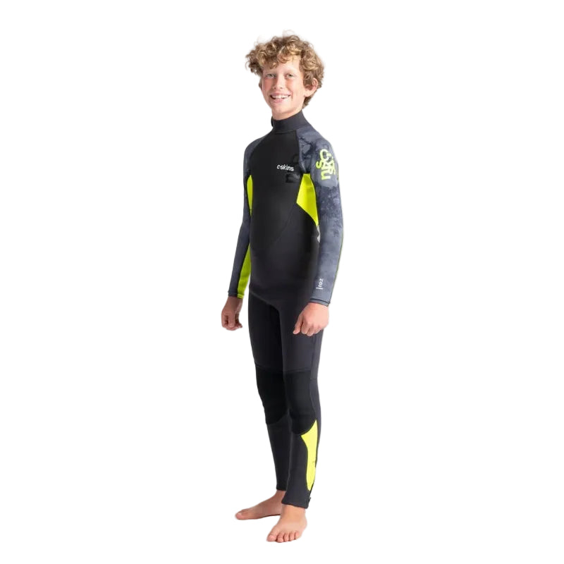 C-Skins Elements 3/2mm Junior Back Zip Wetsuit 2026 - Anthracite/ Yellow