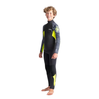 C-Skins Elements 3/2mm Junior Back Zip Wetsuit 2026 - Anthracite/ Yellow