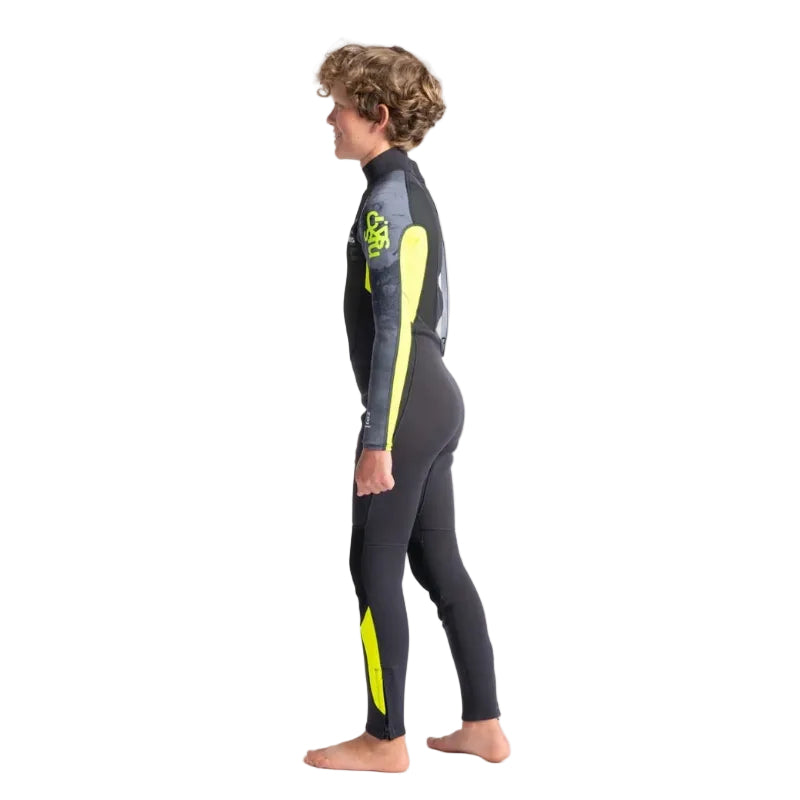 C-Skins Elements 3/2mm Junior Back Zip Wetsuit 2026 - Anthracite/ Yellow