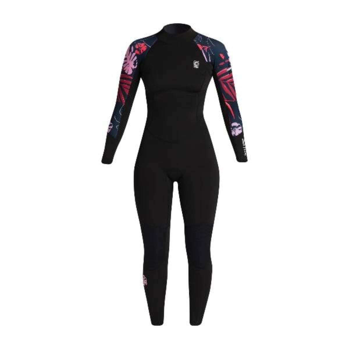 C-Skins NuWave Solace Lite 3/2mm Womens Flatlock Back Zip Wetsuit in Black/Tropical