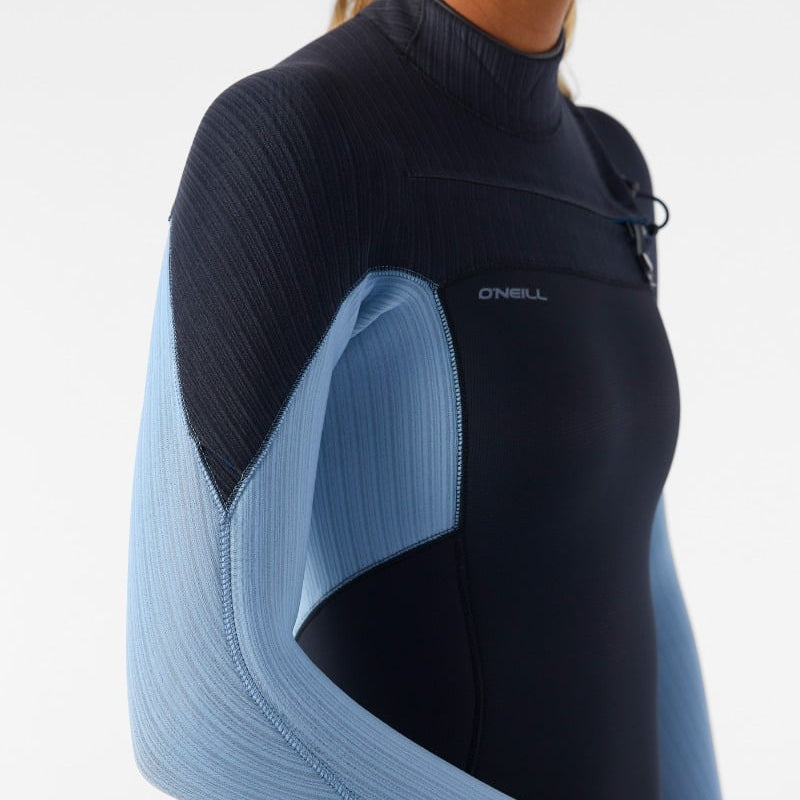 O'Neill Womens Hyperfreak 4/3+mm Chest Zip Wetsuit 2026 - Black / Faded Denim