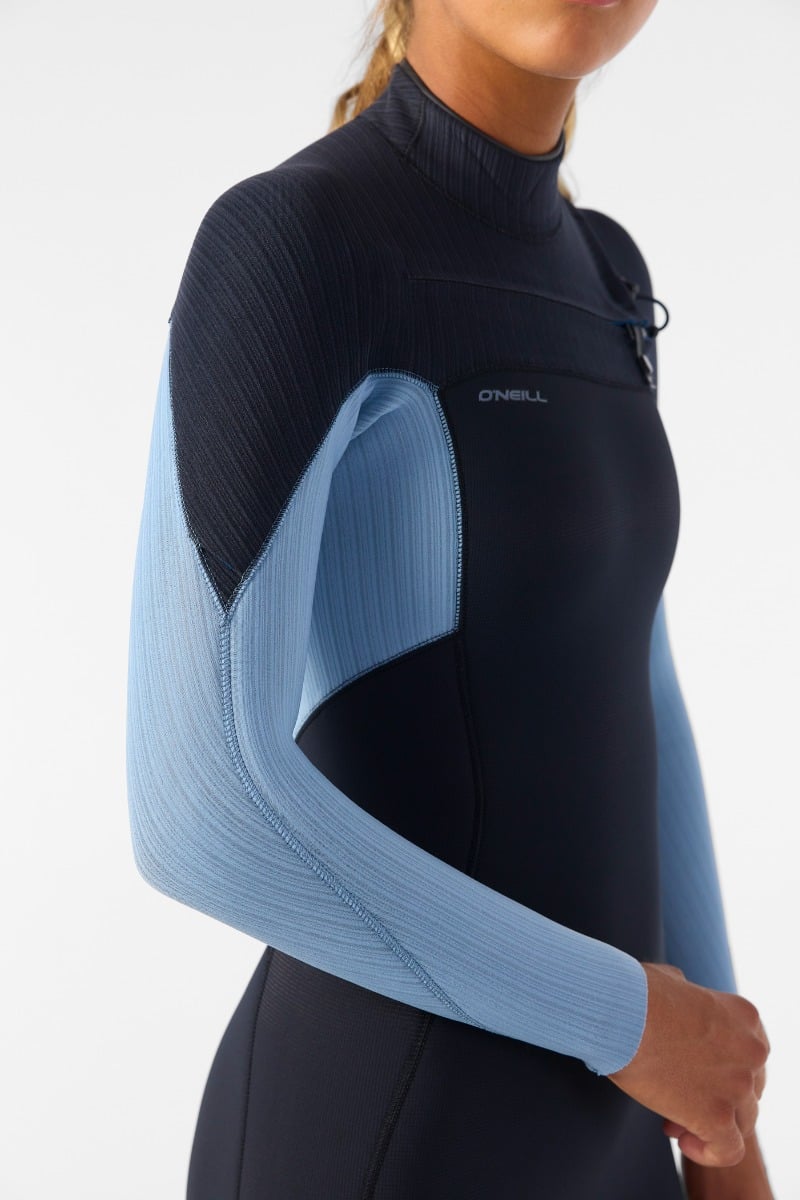 O'Neill Womens Hyperfreak 5/4+mm Chest Zip Winter Wetsuit 2026 - Black / Faded Denim