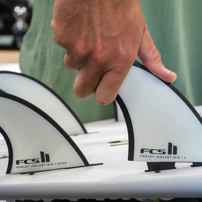 FCS II Harley Mid PC Tri-Quad Fin Set - Large - White