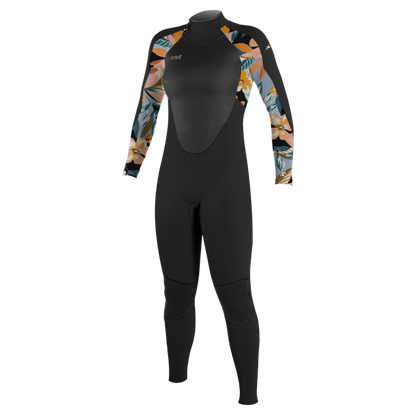 O'Neill Women's Epic 3/2mm Back Zip Summer Wetsuit in Black/Demiflor