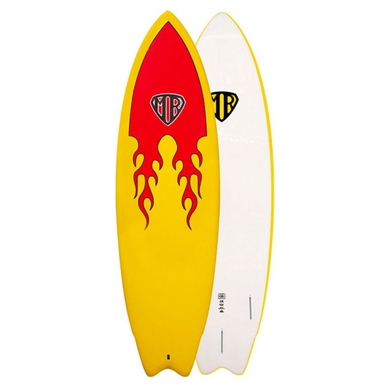 Ocean and Earth Mr Epoxy 6ft8 Super Soft Twin Fin Surfboard - Flames - Full View