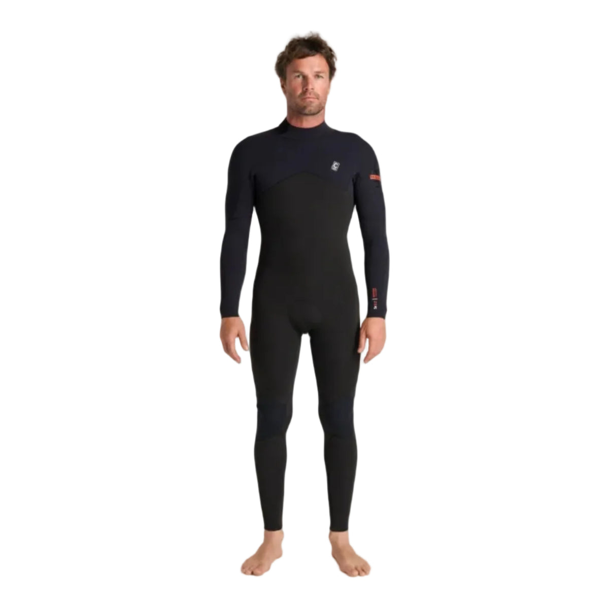 C-Skins NuWave Session 3/2mm Mens GBS Back Zip Wetsuit in Black / Warm Red