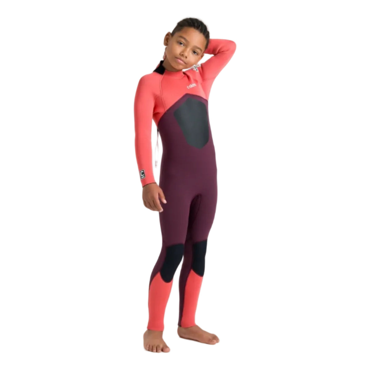 C-Skins NuWave Legend 4/3mm Junior GBS Back Zip Wetsuit 2026 - Rust / Coral Flame / Blue