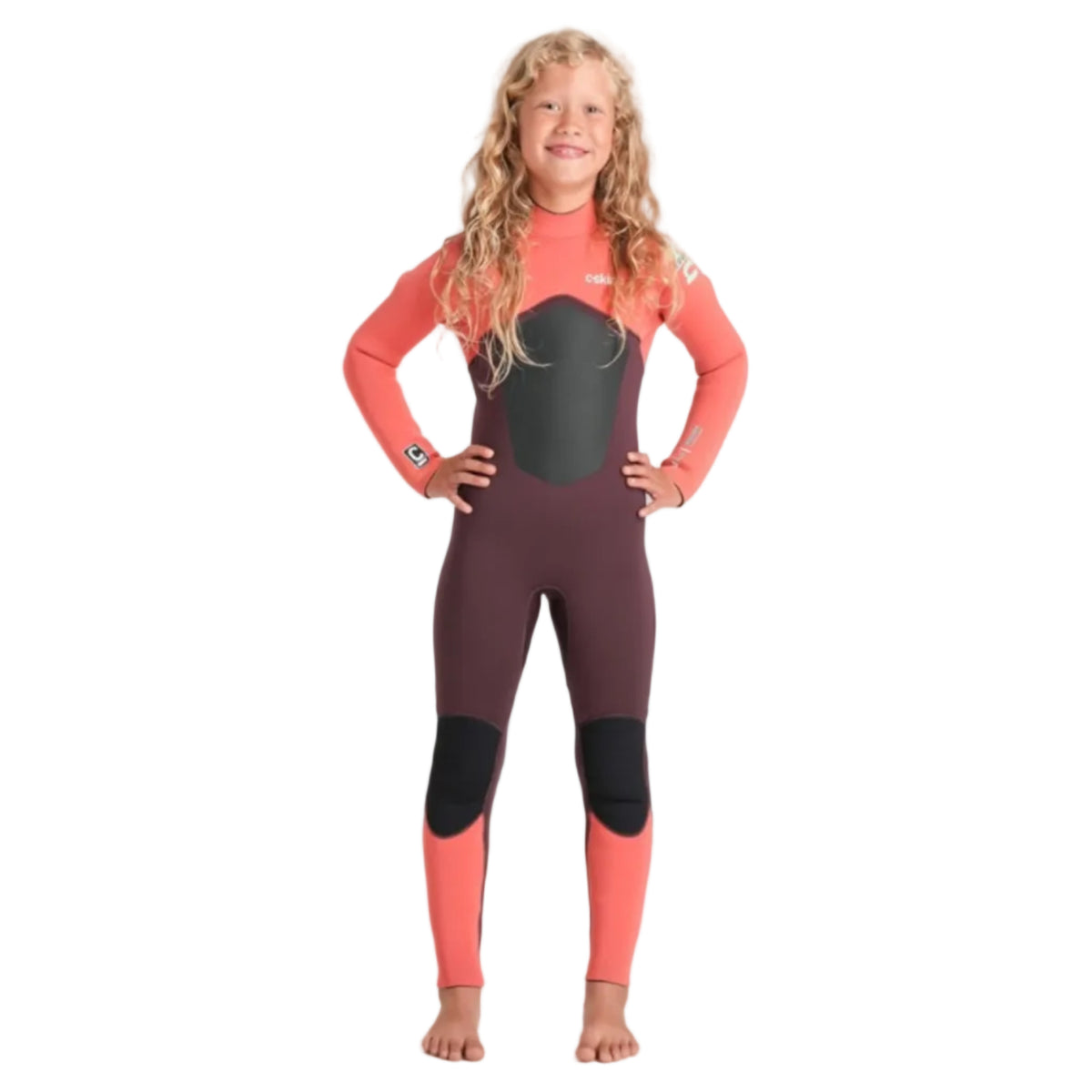 C-Skins NuWave Legend 4/3mm Junior GBS Back Zip Wetsuit 2026 - Rust / Coral Flame / Blue