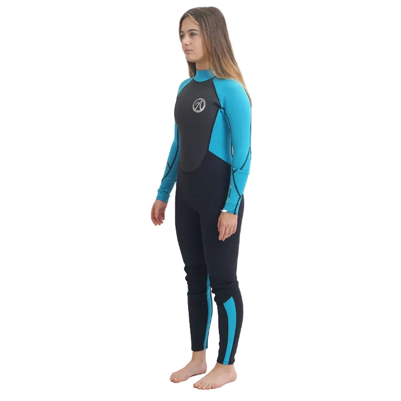 OA Classic 3/2mm Girls Back Zip Wetsuit - Black/Aqua