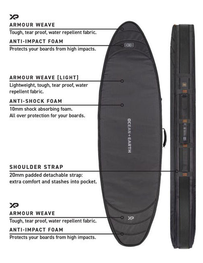 Ocean & Earth Hypa 10mm Double Fish Surfboard Bag - Black