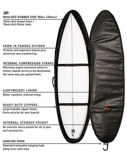 Ocean & Earth Hypa 10mm Triple Fish Surfboard Bag - Black