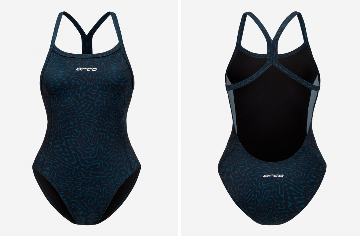 Orca Core One Piece Thin Strap Women Swimsuit - Dark Blue Diploria