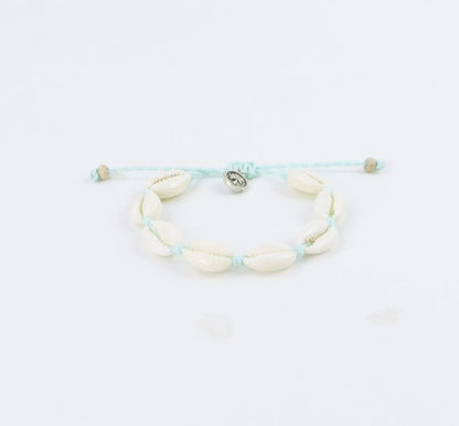 Pineapple Island Cowrie Shell Bracelet - Light Blue