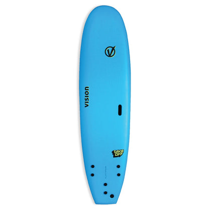 Vision TakeOff 7'0 Surfboard XPS 2021 - Cyan/Flash Green - Front